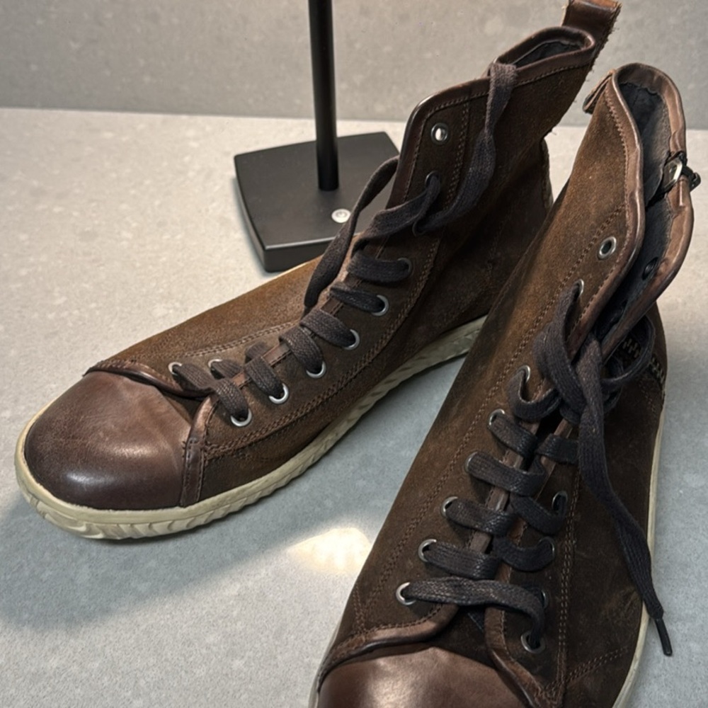 John Varvatos Brown High-Top Sneakers